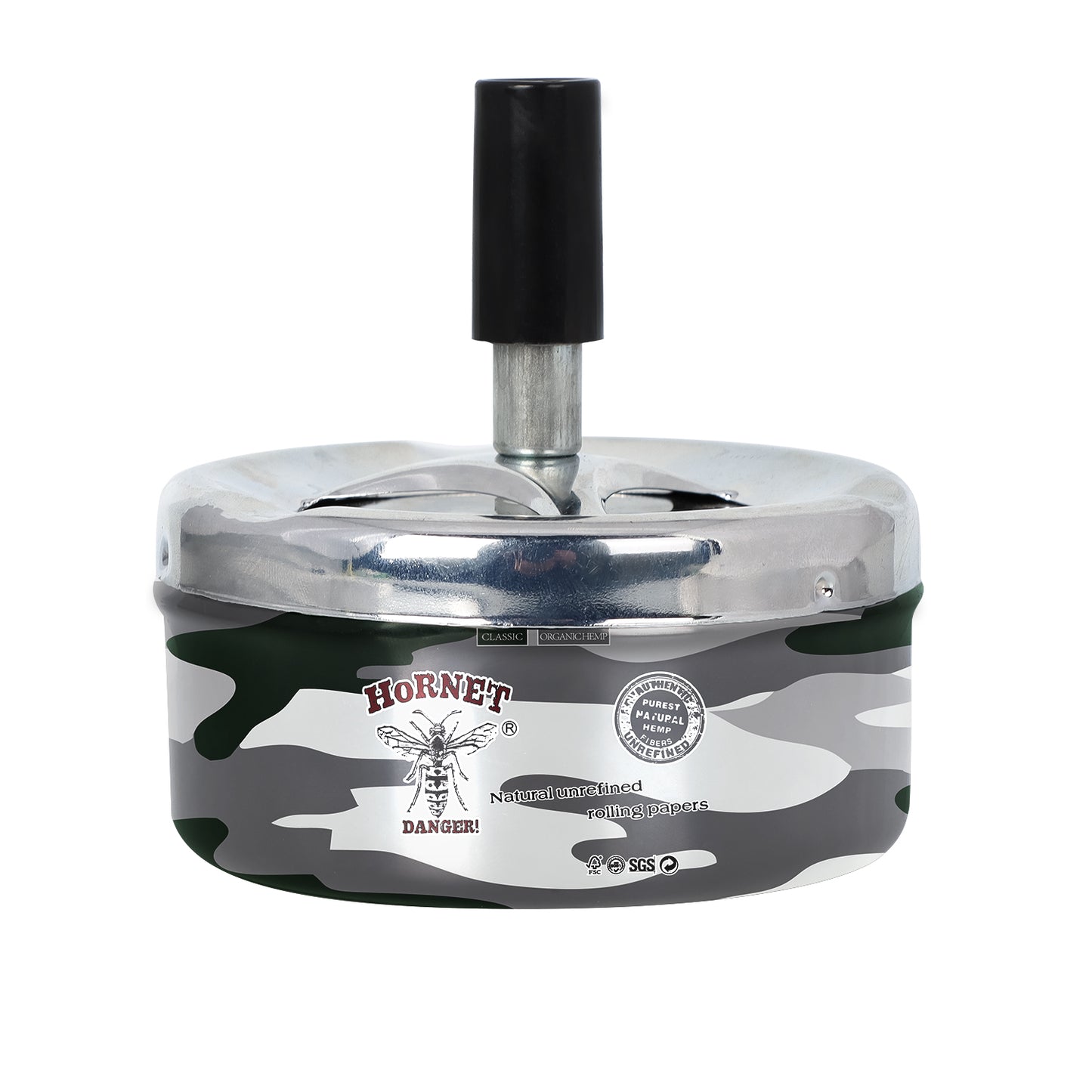 HORNET Press Cigarette Ashtray, Round Metal Ash Tray & Cigarette Holder, Portable Ash Trays