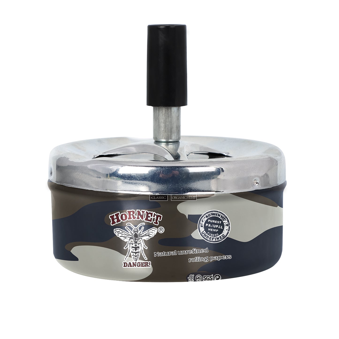HORNET Press Cigarette Ashtray, Round Metal Ash Tray & Cigarette Holder, Portable Ash Trays