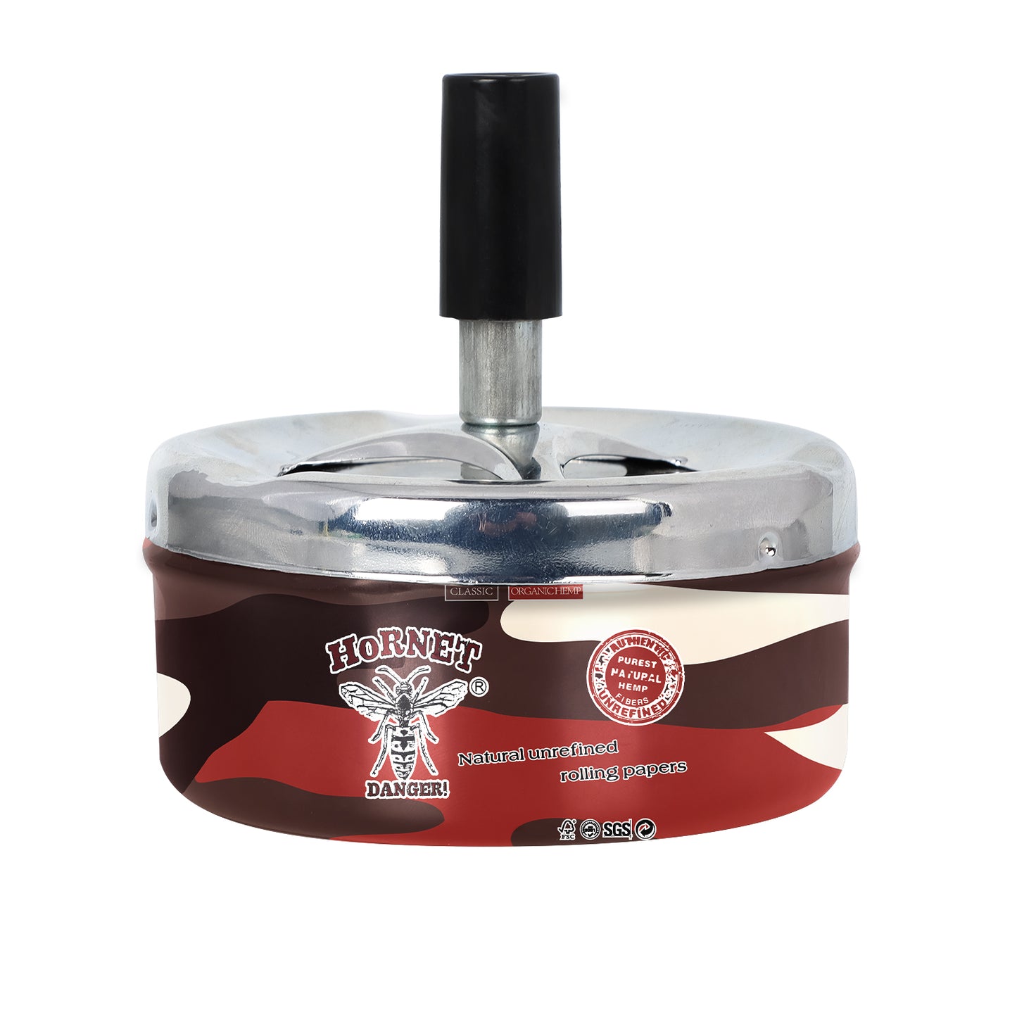 HORNET Press Cigarette Ashtray, Round Metal Ash Tray & Cigarette Holder, Portable Ash Trays