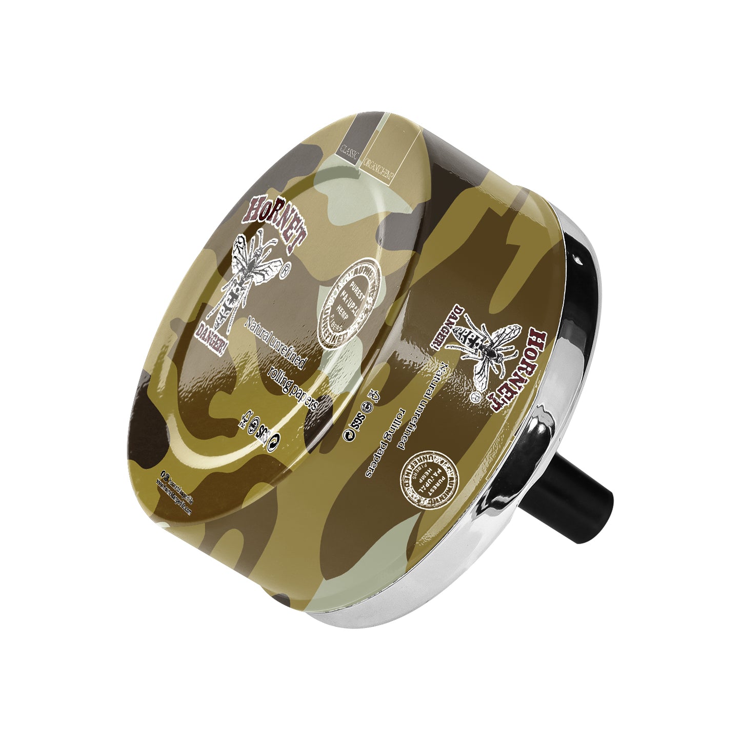 HORNET Press Cigarette Ashtray, Round Metal Ash Tray & Cigarette Holder, Portable Ash Trays