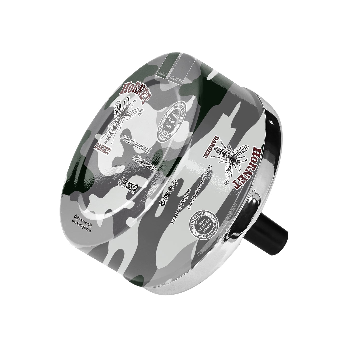 HORNET Press Cigarette Ashtray, Round Metal Ash Tray & Cigarette Holder, Portable Ash Trays