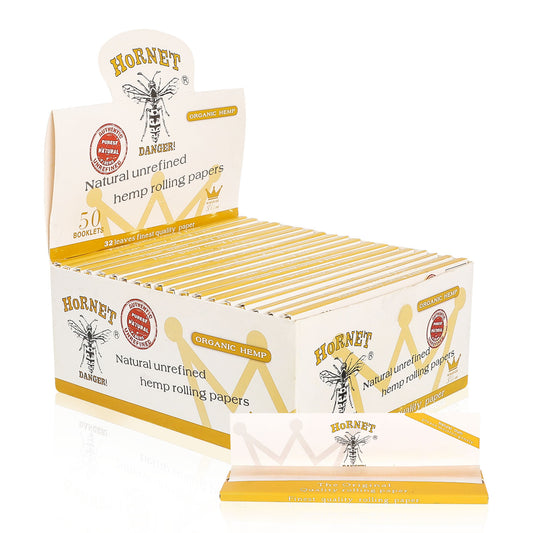 HORNET King Size Slim Cigarette Rolling Papers, Organic Natural Rolling Paper, White Rolling Papers, 32 Piece / Pack 50 Pack / Box