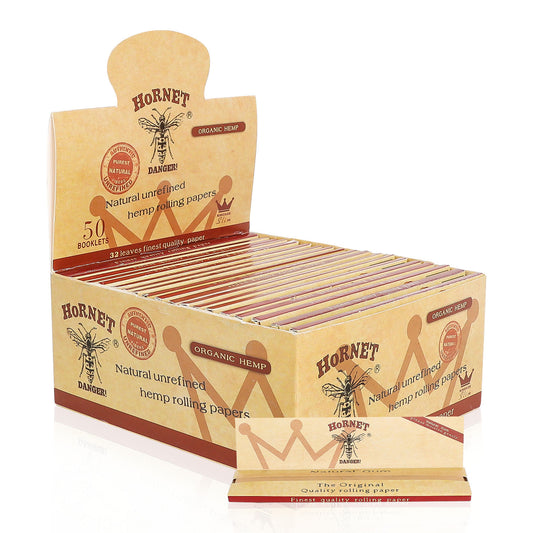 HORNET King Size Slim Cigarette Rolling Papers, Organic Natural Rolling Paper, Brown Rolling Papers, 32 Piece / Pack 50 Pack / Box