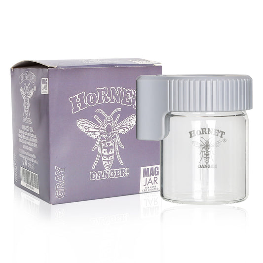 HORNET Light-Up Led Glass Storage Jar, Air Tight & Magnifying View Jar, Grey Color Jar Lid, Rechargeable Glass Jar