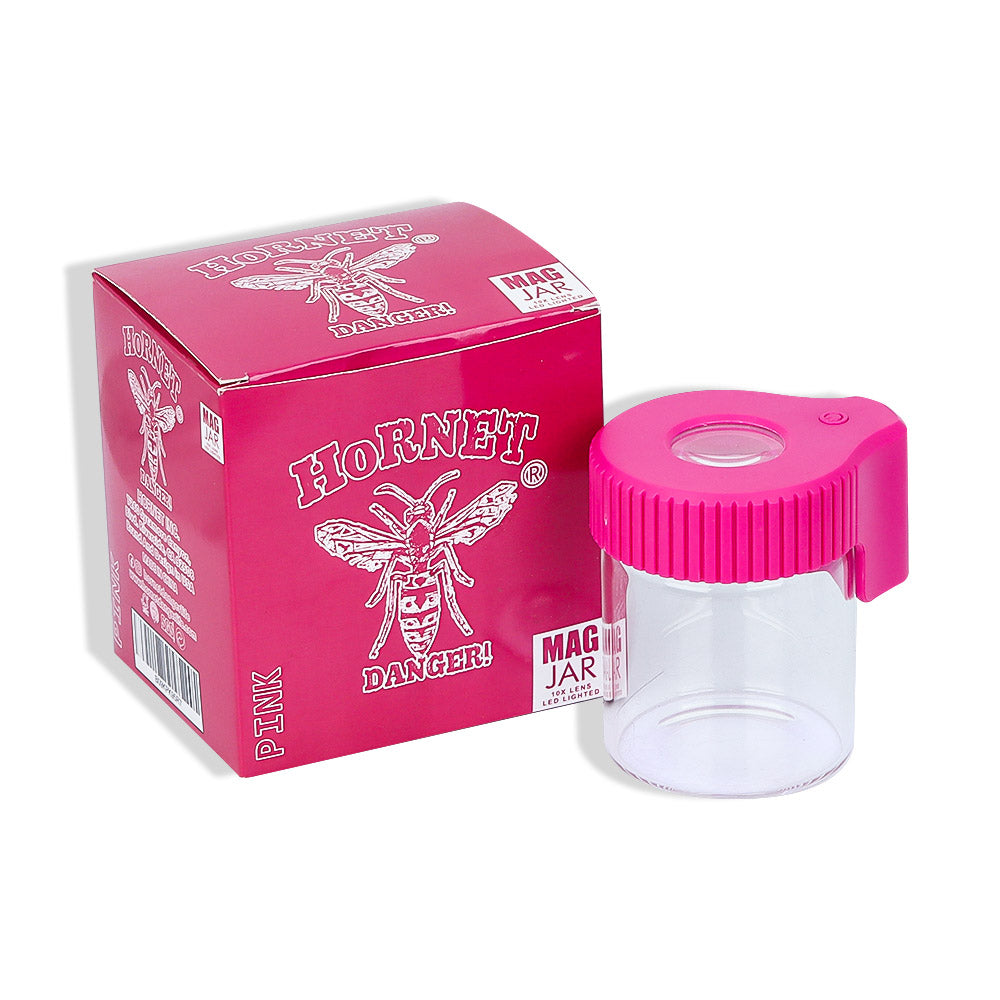 HORNET Light-Up Led Glass Storage Jar, Air Tight & Magnifying View Jar, Pink Color Jar Lid, Rechargeable Glass Jar