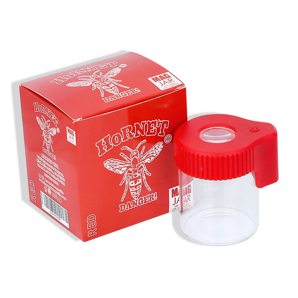 HORNET Light-Up Led Glass Storage Jar, Air Tight & Magnifying View Jar, Red Color Jar Lid, Rechargeable Glass Jar