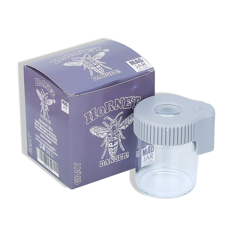HORNET Light-Up Led Glass Storage Jar, Air Tight & Magnifying View Jar, Grey Color Jar Lid, Rechargeable Glass Jar