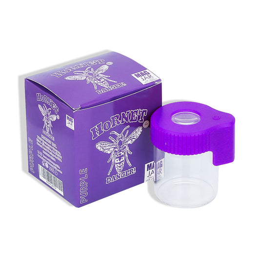 HORNET Light-Up Led Glass Storage Jar, Air Tight & Magnifying View Jar, Purple Color Jar Lid, Rechargeable Glass Jar