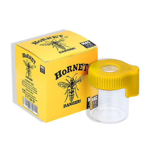 HORNET Light-Up Led Glass Storage Jar, Air Tight & Magnifying View Jar, Yellow Color Jar Lid, Rechargeable Glass Jar