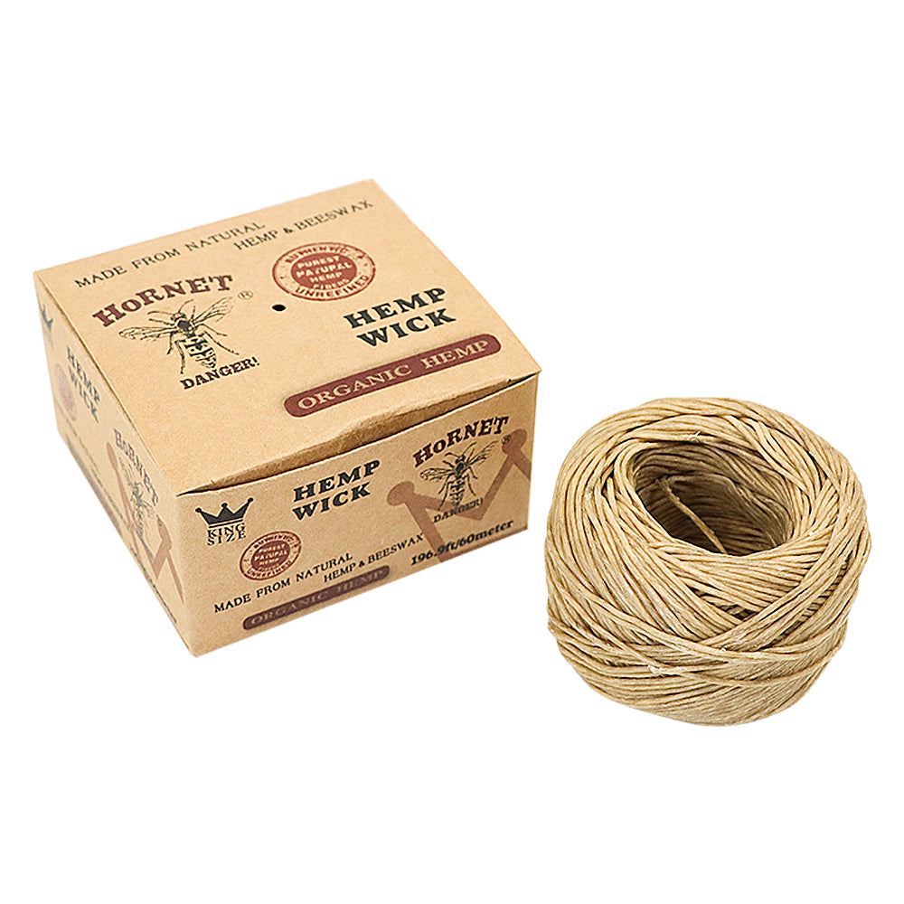 HORNET Organic Beeswax Hemp Wick, Easy Lighting Hemp Wick Rolls & No Dripping, 196.9 ft Hemp Wicks