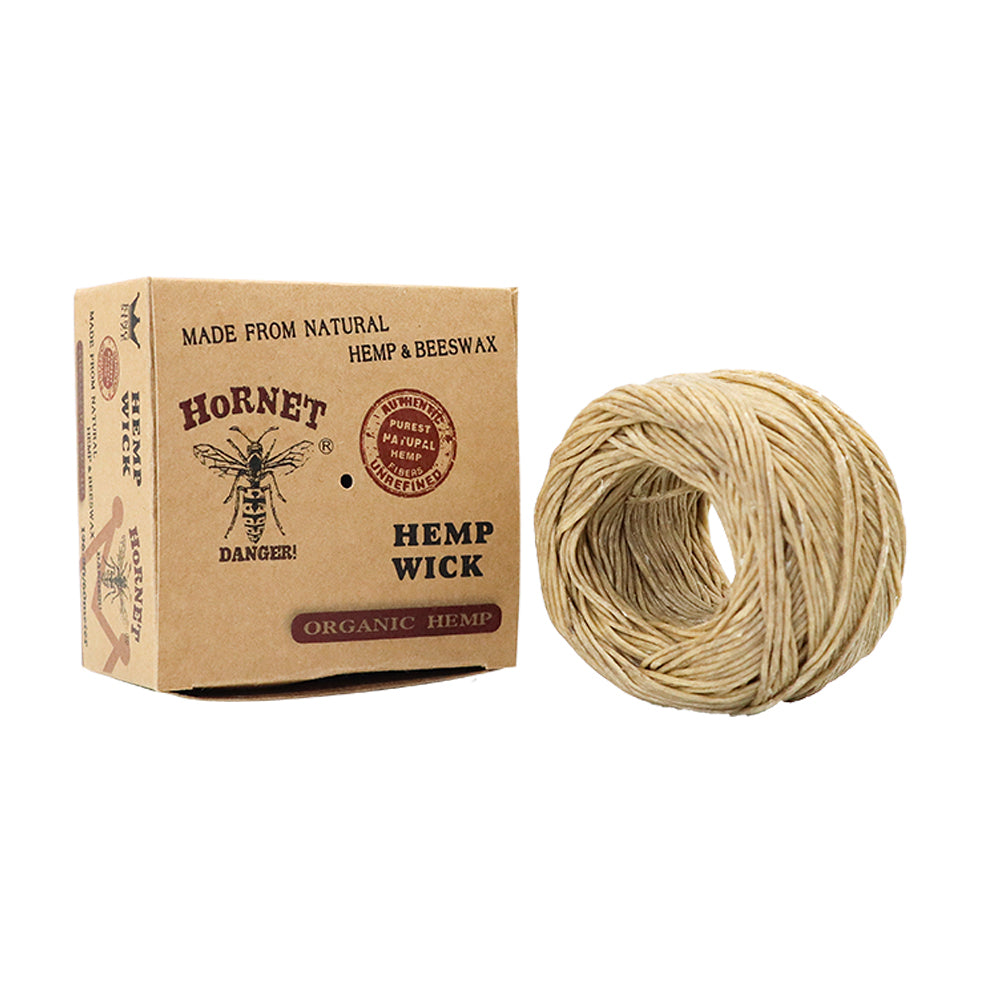 HORNET Organic Beeswax Hemp Wick, Easy Lighting Hemp Wick Rolls & No Dripping, 196.9 ft Hemp Wicks
