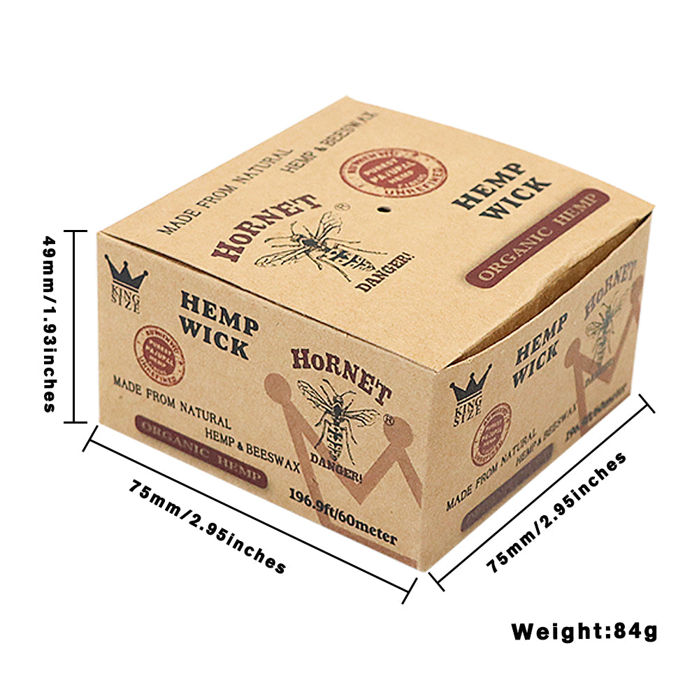 HORNET Organic Beeswax Hemp Wick, Easy Lighting Hemp Wick Rolls & No Dripping, 196.9 ft Hemp Wicks