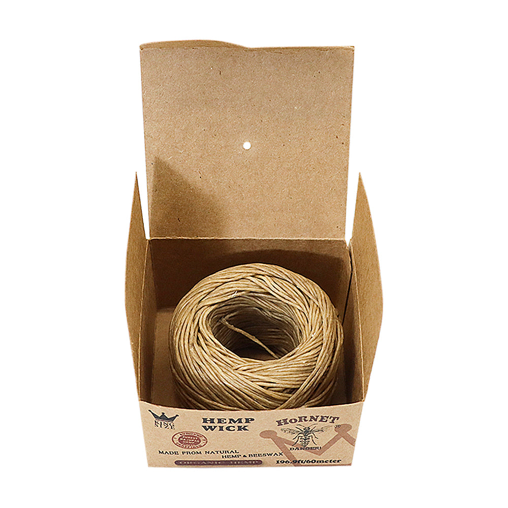 HORNET Organic Beeswax Hemp Wick, Easy Lighting Hemp Wick Rolls & No Dripping, 196.9 ft Hemp Wicks