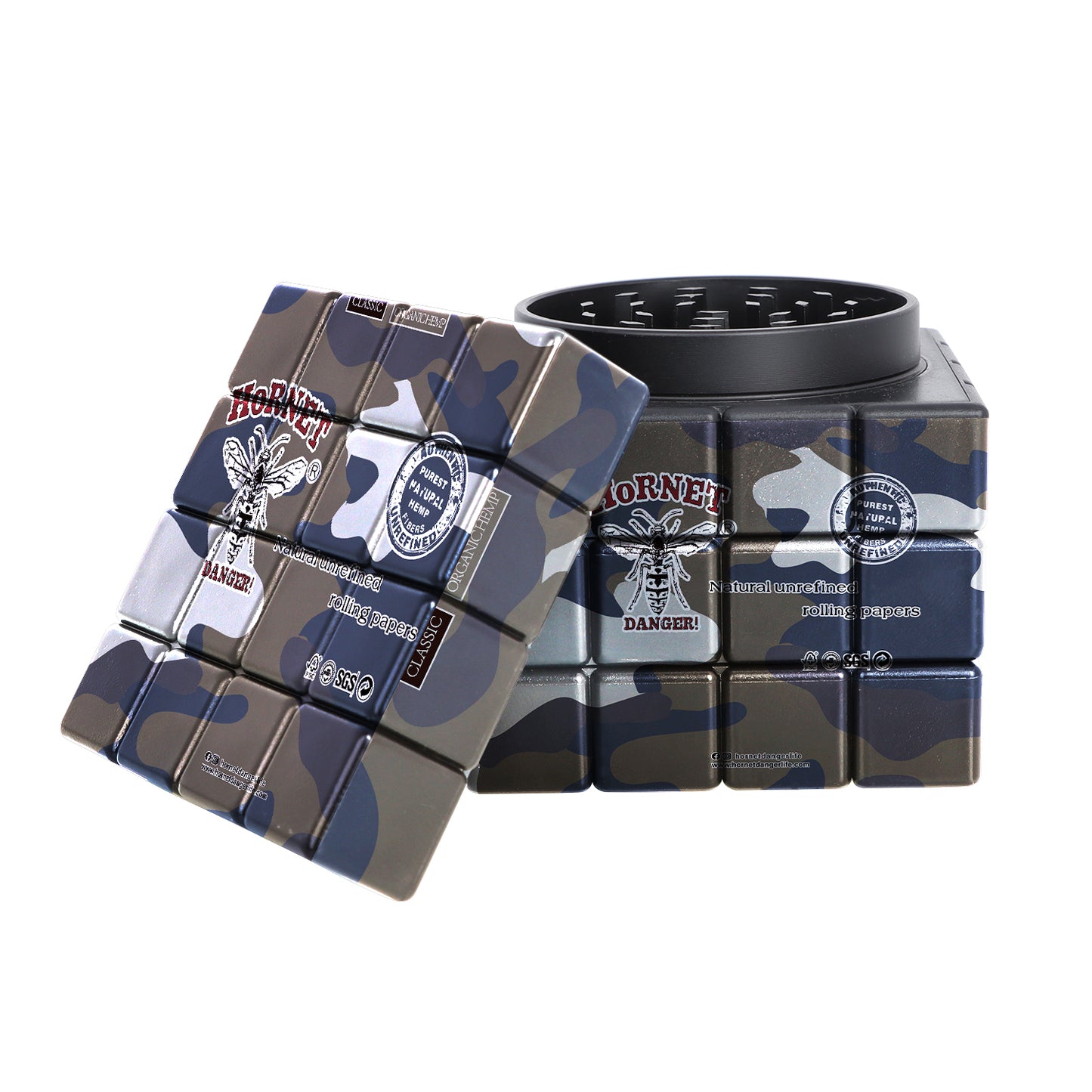 HORNET 60 mm Cube Shape Plastic Herb Grinder, 4 Lay Herbal Grinder