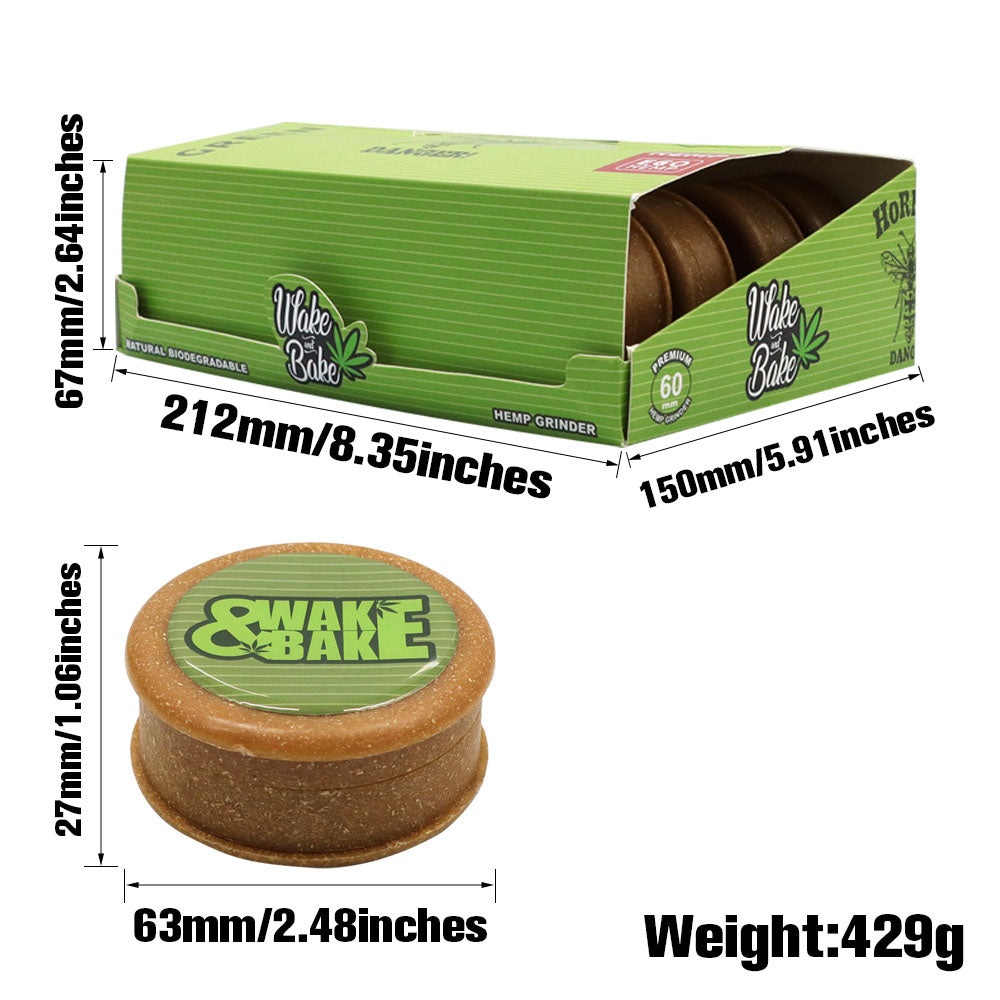 HORNET Biodegradable Plastic Herb Grinder, 2 Layers Ø 63 Size Plant Fiber Grinder, Portable Smoker Grinder, 12 PCS / Box