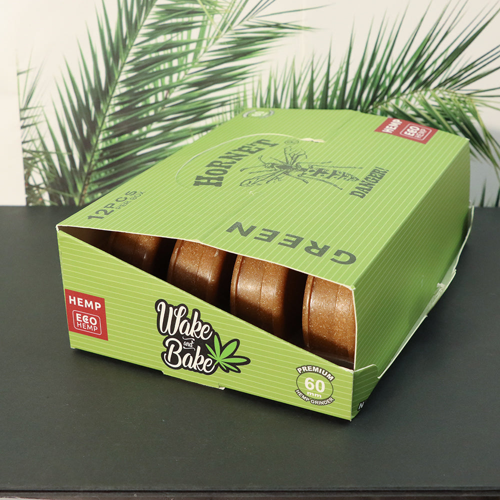 HORNET Biodegradable Plastic Herb Grinder, 2 Layers Ø 63 Size Plant Fiber Grinder, Portable Smoker Grinder, 12 PCS / Box