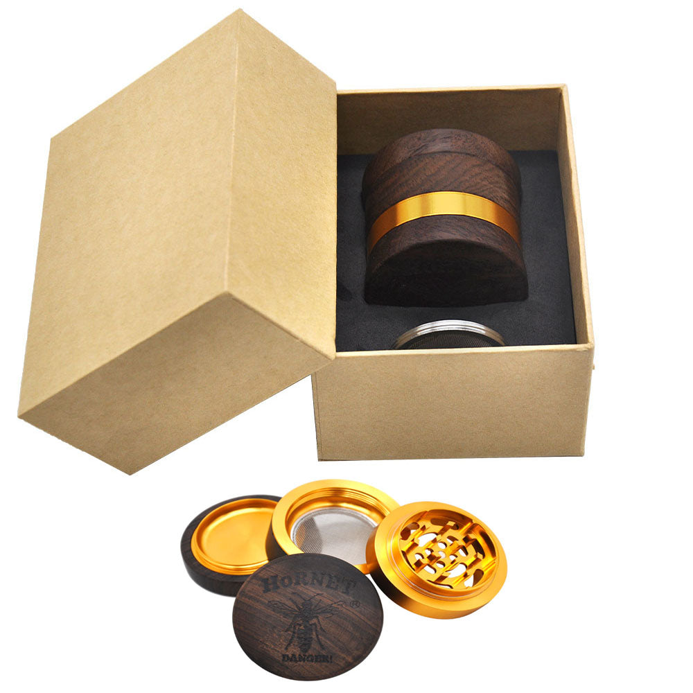 HORNET Rosewood Herb Grinder, 4 Lay Ø 60 Tobacco Grinder, Noble Weed Grinder with Gift Box