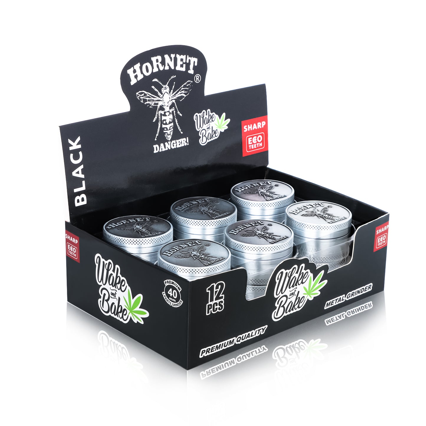 HORNET Zinc Alloy Herb Grinder, 3 Lay Ø 40 Smoker Grinder, Portable & Easy Clean Metal Herbal Grinder, 6 PCS / Box