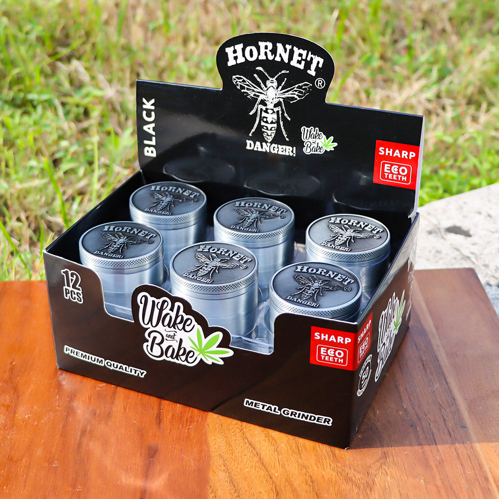 HORNET Zinc Alloy Herb Grinder, 4 Lay Ø 50 Smoker Grinder, Portable & Easy Clean Metal Herbal Grinder, 6 PCS / Box