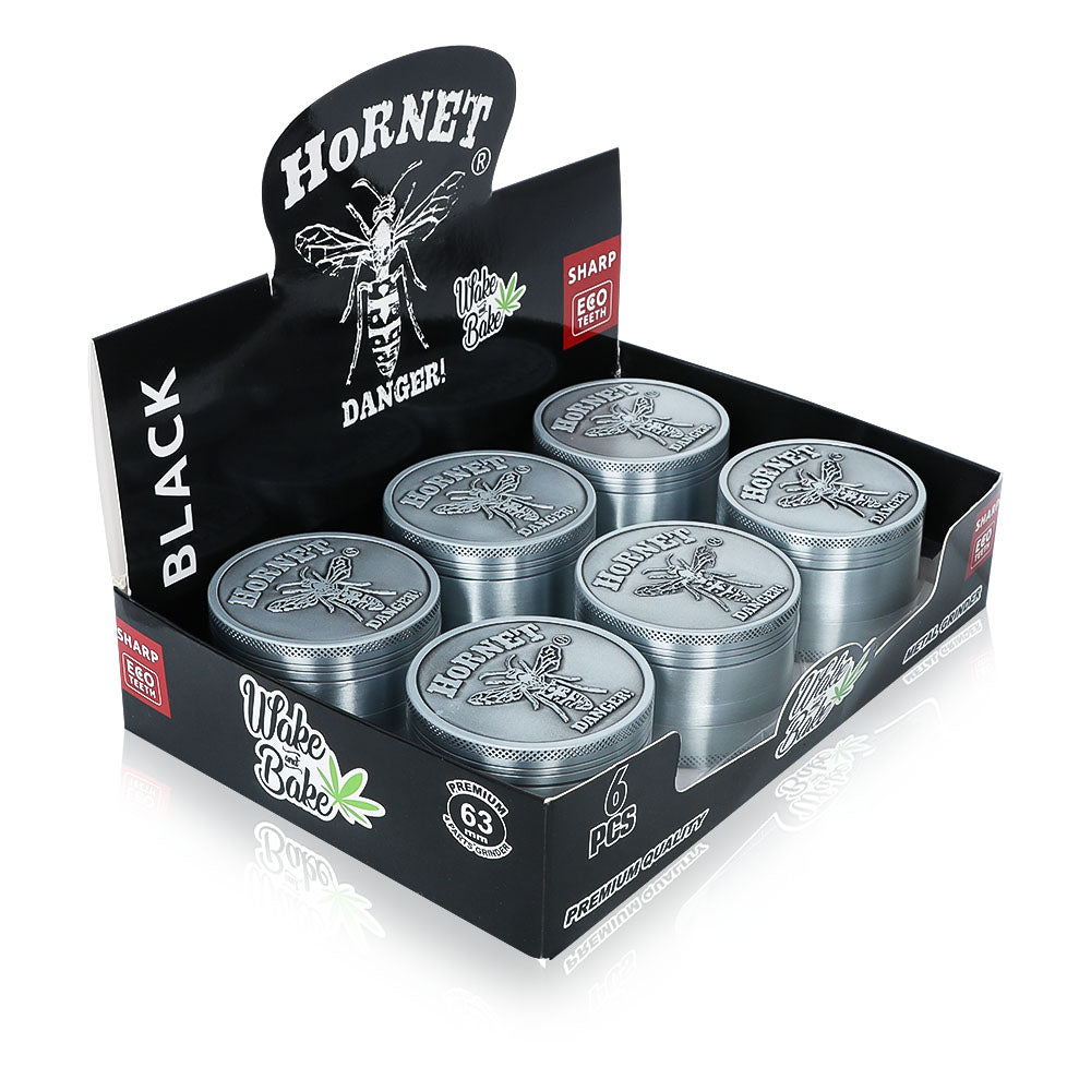 HORNET Zinc Alloy Herb Grinder, 4 Lay Ø 63 Smoker Grinder, Portable & Easy Clean Metal Herbal Grinder, 6 PCS / Box