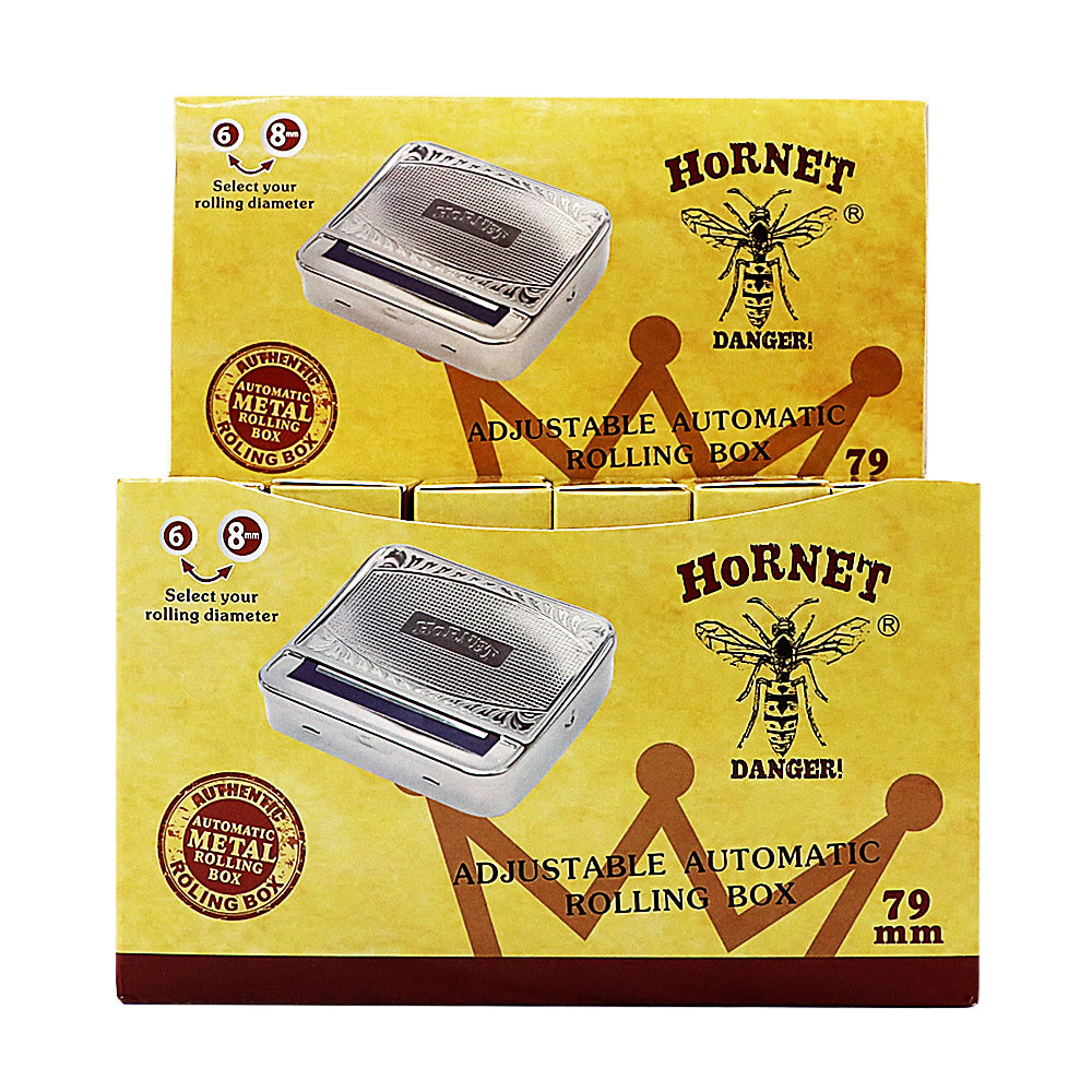 HORNET 70 mm Size Tinplate Rolling Machine Case, Silver Cigarette Rolling Machine Box with Large Stash Case, 6PCS / Box