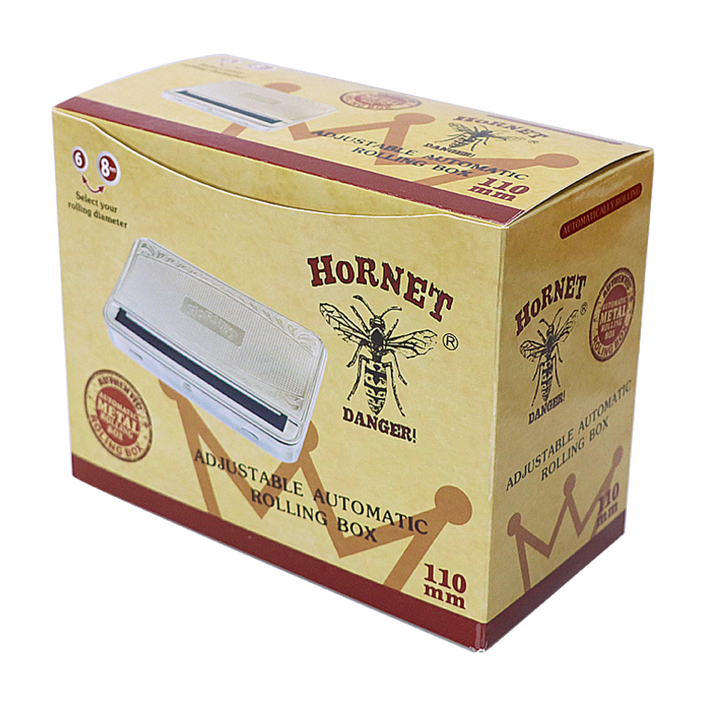 HORNET King Size Tinplate Rolling Machine Case, Silver Cigarette Rolling Machine Box with Large Stash Case, 6PCS / Box