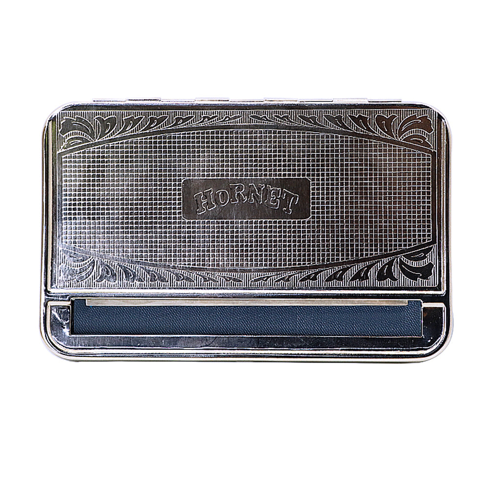 HORNET King Size Tinplate Rolling Machine Case, Silver Cigarette Rolling Machine Box with Large Stash Case, 6PCS / Box