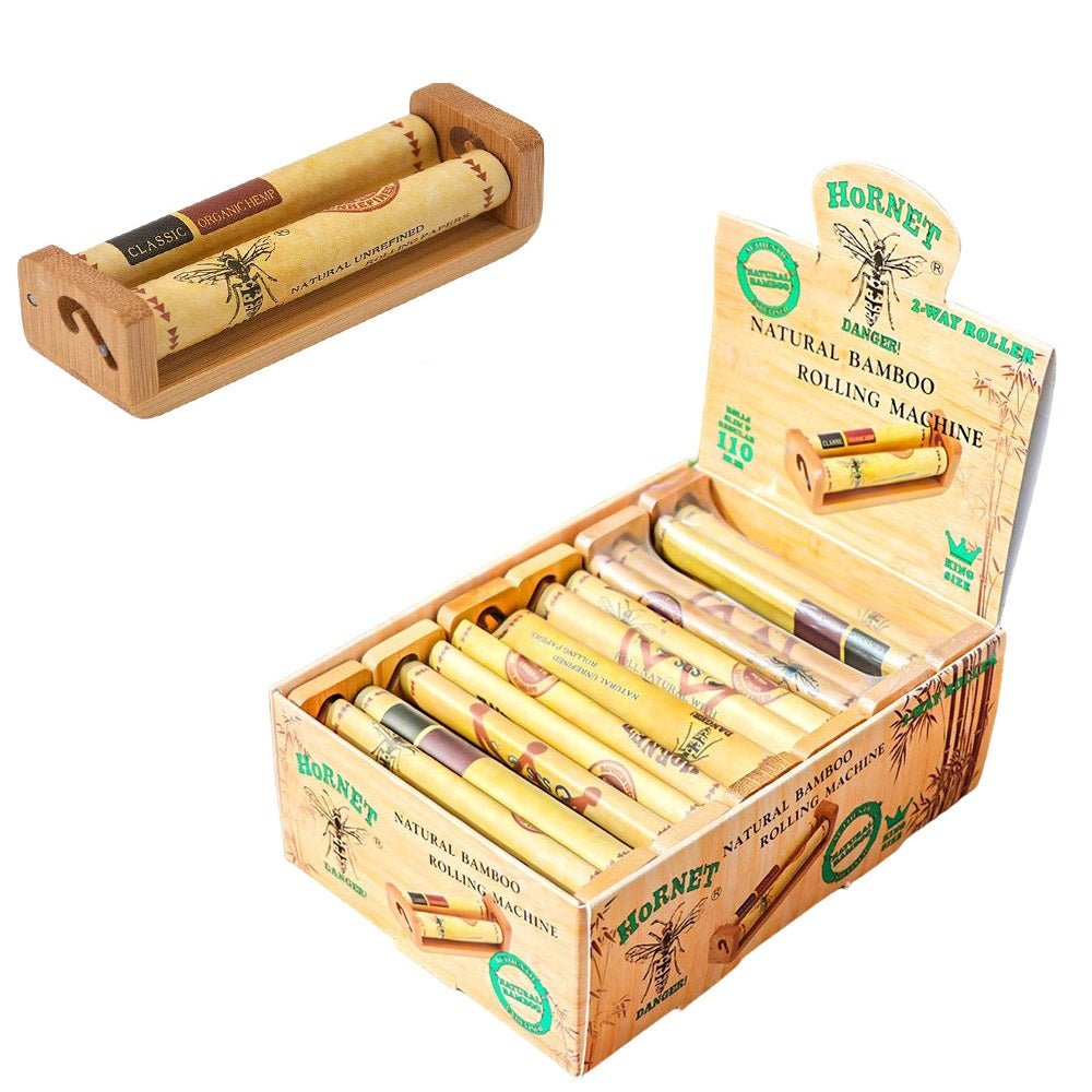 HORNET King Size Natural Bamboo Rolling Machine, Portable Rolling Machine, 12 PCS / Box