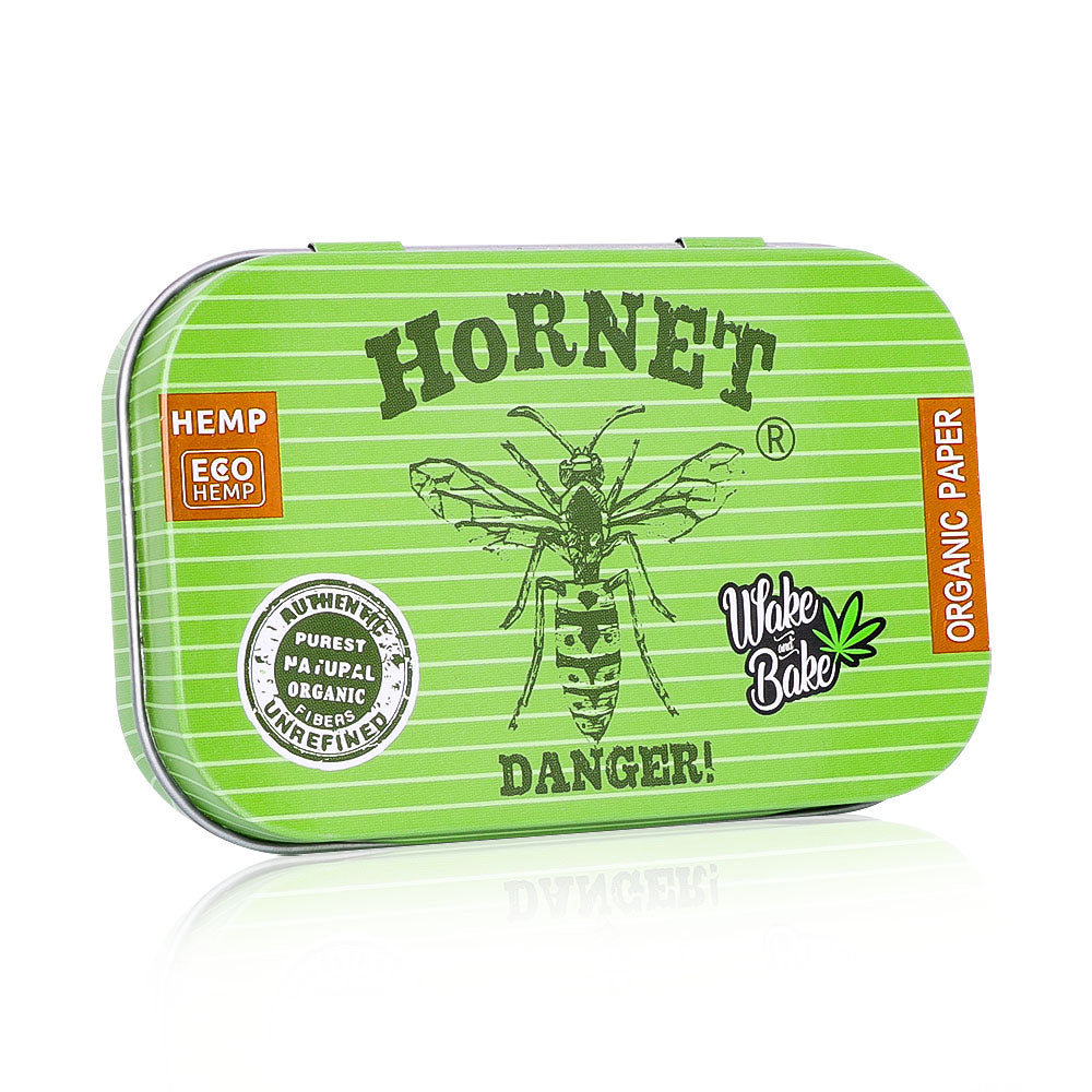HORNET Tinplate Flip Tobacco Storage Box, 100 x 64 mm Size Metal Tin, Portable & Smell Proof Tobacco Storage Case, 24 Case / Box