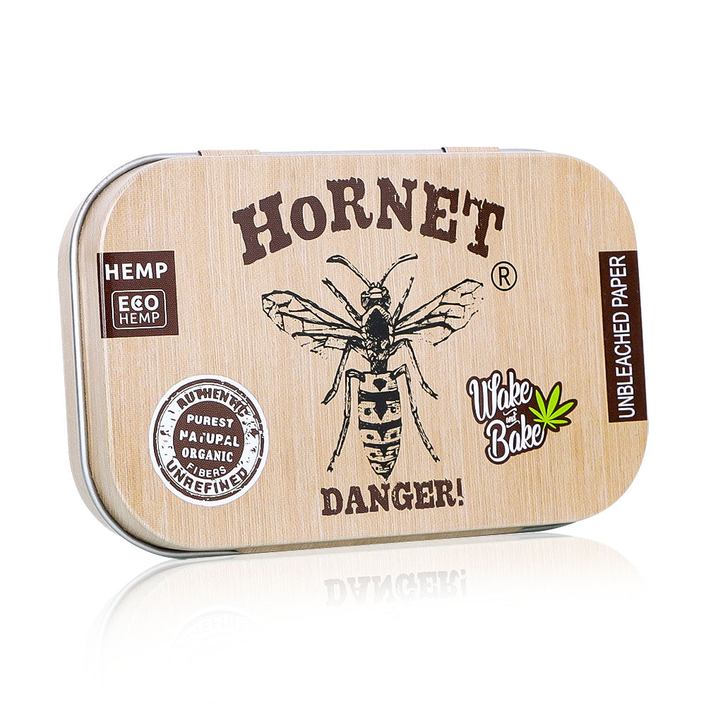 HORNET Tinplate Flip Tobacco Storage Box, 100 x 64 mm Size Metal Tin, Portable & Smell Proof Tobacco Storage Case, 24 Case / Box