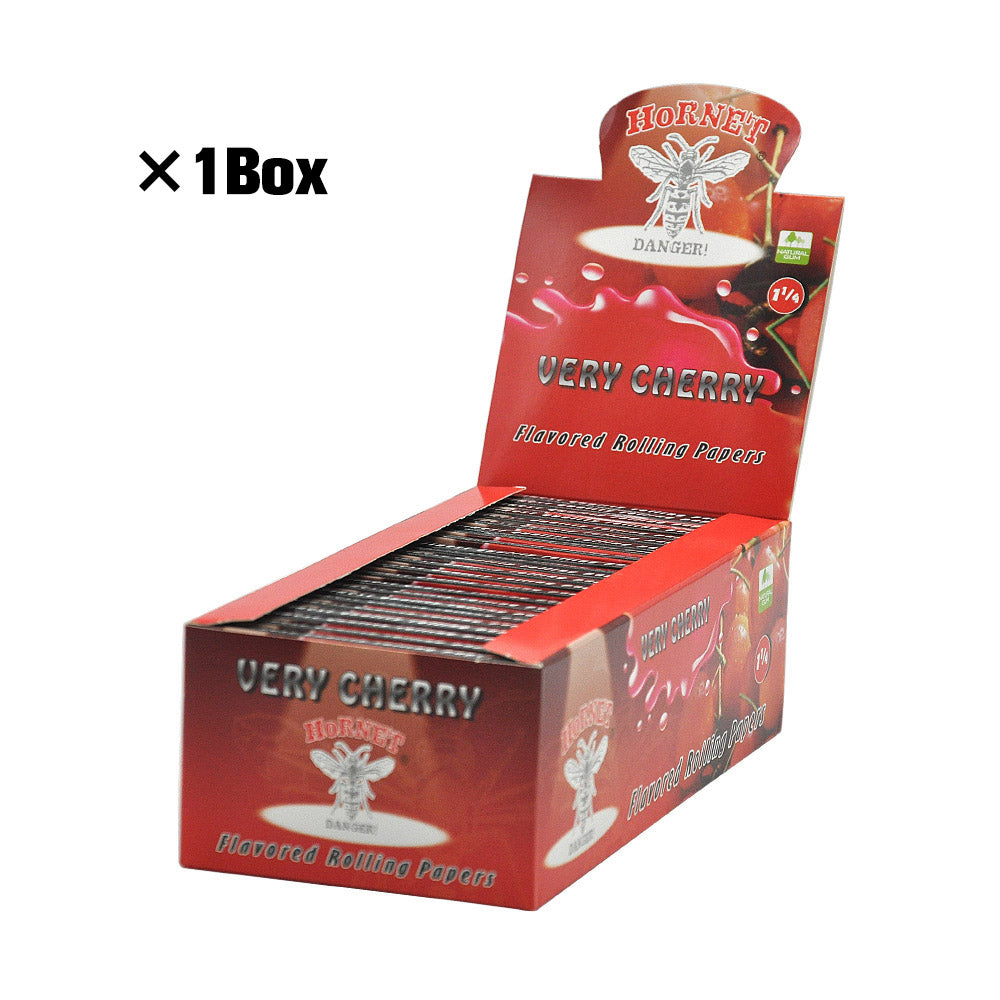 HORNET 1 1/4 Size CHERRY Flavors Rolling Papers, Slow Burning Rolling Paper, Natural Rolling Paper, 50 Piece / Pack 50 Pack / Box