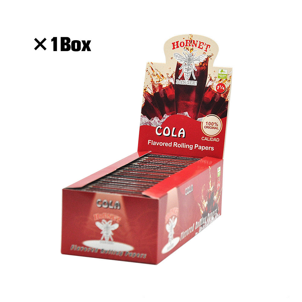 Hornet 1 1/4 Size Cola Flavors Rolling Papers, Slow Burning Rolling Paper, Natural Rolling Paper, 50 Piece / Pack 50 Pack / Box