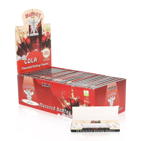 Hornet 1 1/4 Size Cola Flavors Rolling Papers, Slow Burning Rolling Paper, Natural Rolling Paper, 50 Piece / Pack 50 Pack / Box