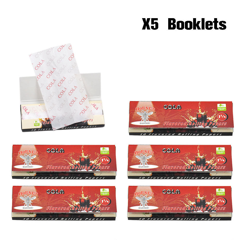 Hornet 1 1/4 Size Cola Flavors Rolling Papers, Slow Burning Rolling Paper, Natural Rolling Paper, 50 Piece / Pack 50 Pack / Box