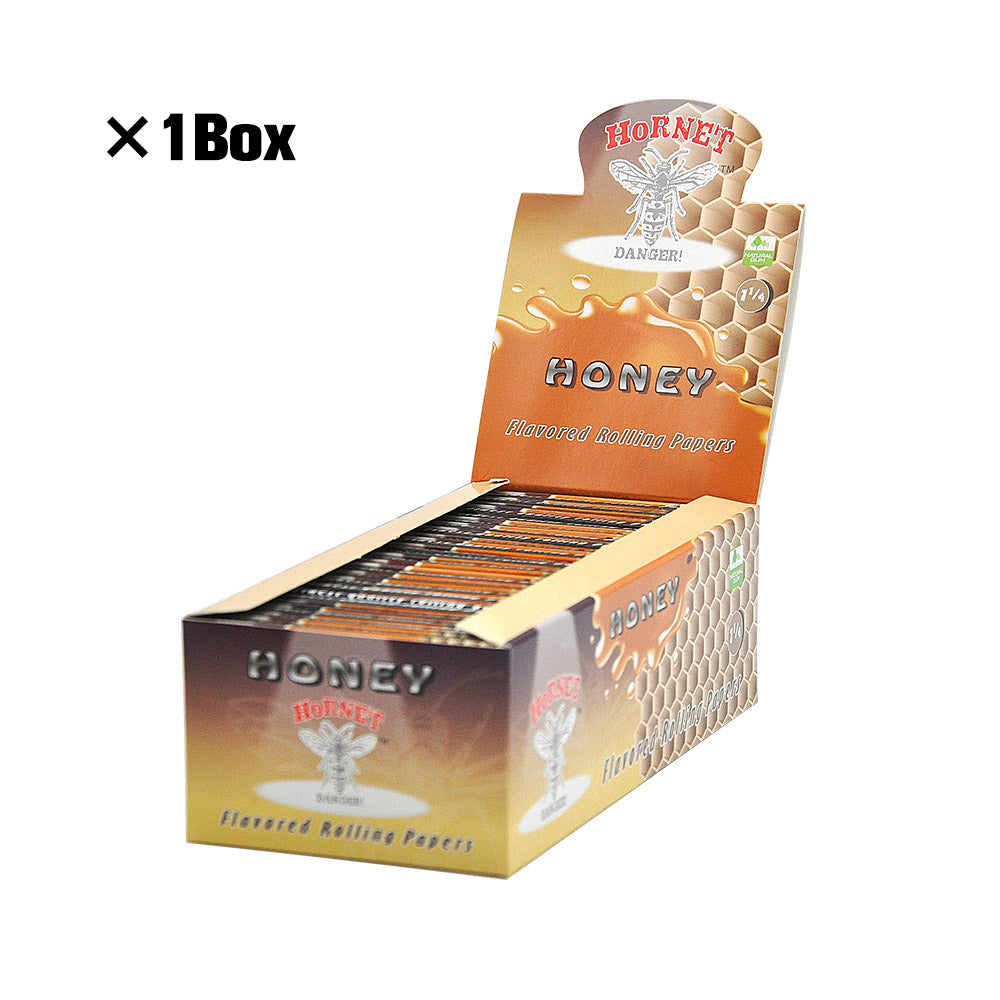 Hornet 1 1/4 Size Honey Flavors Rolling Papers, Slow Burning Rolling Paper, Natural Rolling Paper, 50 Piece / Pack 50 Pack / Box
