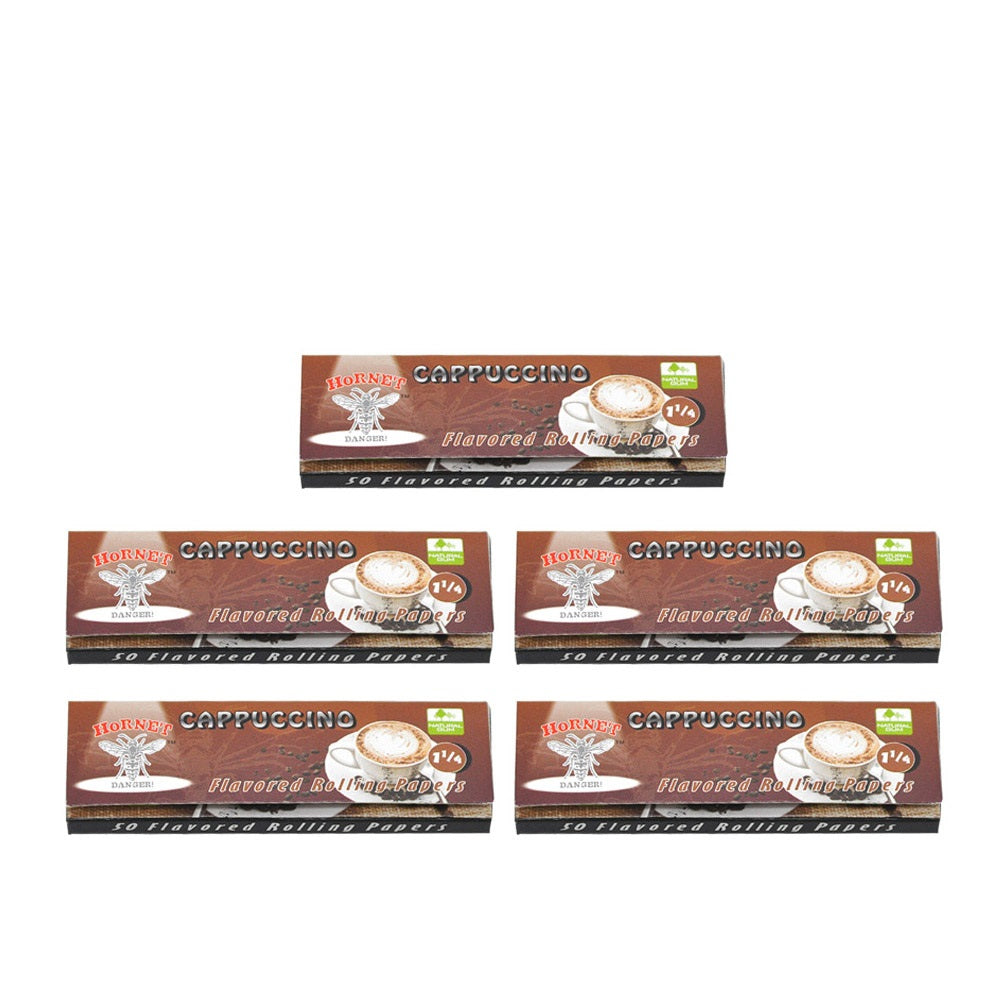 Hornet 1 1/4 Size Cappuccino Flavors Rolling Papers, Slow Burning Rolling Paper, Natural Rolling Paper, 50 Piece / Pack 50 Pack / Box