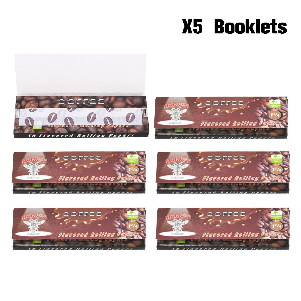 Hornet 1 1/4 Size Coffee Flavors Rolling Papers, Slow Burning Rolling Paper, Natural Rolling Paper, 50 Piece / Pack 50 Pack / Box