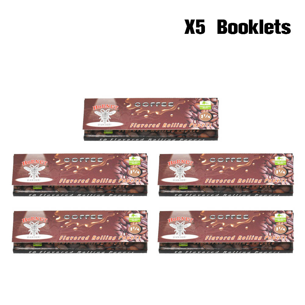 Hornet 1 1/4 Size Coffee Flavors Rolling Papers, Slow Burning Rolling Paper, Natural Rolling Paper, 50 Piece / Pack 50 Pack / Box