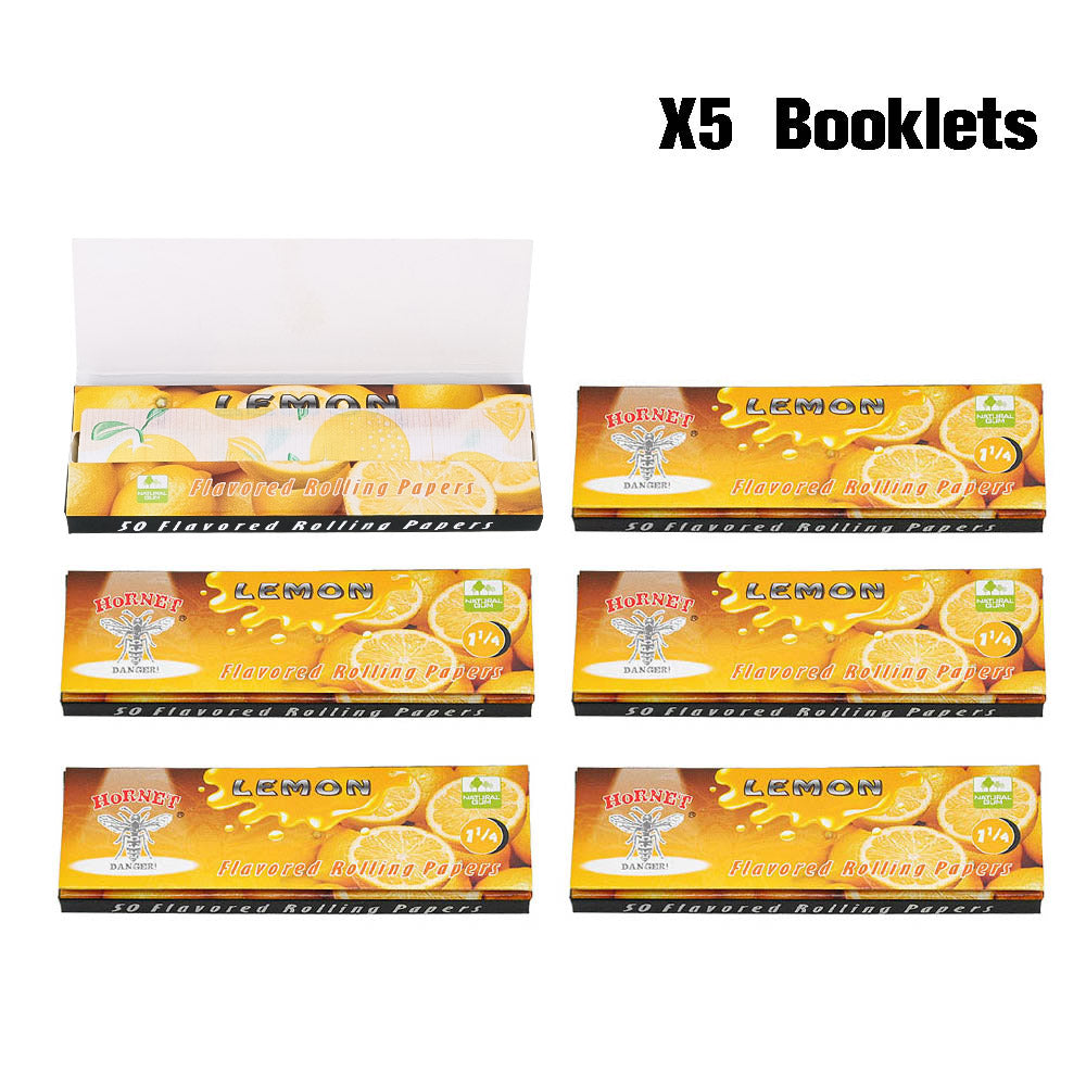 HORNET 1 1/4 Lemon Flavors Rolling Papers, Slow Burning Rolling Paper, Natural Rolling Paper, 50 Piece / Pack 50 Pack / Box