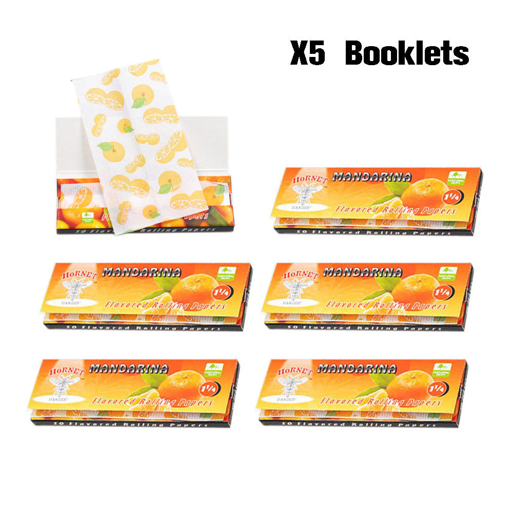HORNET 1 1/4 Mandarina Flavors Rolling Papers, Slow Burning Rolling Paper, Natural Rolling Paper, 50 Piece / Pack 50 Pack / Box