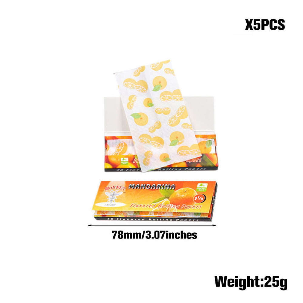 HORNET 1 1/4 Mandarina Flavors Rolling Papers, Slow Burning Rolling Paper, Natural Rolling Paper, 50 Piece / Pack 50 Pack / Box