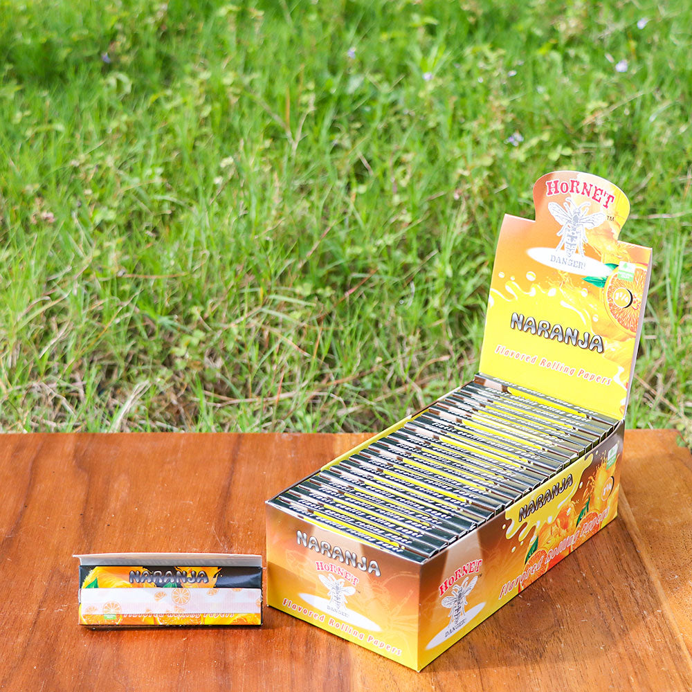 Hornet 1 1/4 Size Naranja Flavors Rolling Papers, Slow Burning Rolling Paper, Natural Rolling Paper, 50 Piece / Pack 50 Pack / Box