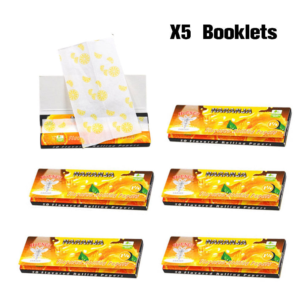 Hornet 1 1/4 Size Naranja Flavors Rolling Papers, Slow Burning Rolling Paper, Natural Rolling Paper, 50 Piece / Pack 50 Pack / Box