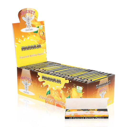 Hornet 1 1/4 Size Naranja Flavors Rolling Papers, Slow Burning Rolling Paper, Natural Rolling Paper, 50 Piece / Pack 50 Pack / Box