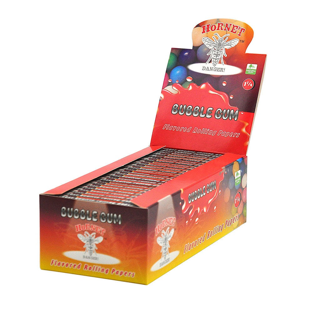 Hornet 1 1/4 Size Bubble Gum Flavors Rolling Papers, Slow Burning Rolling Paper, Natural Rolling Paper, 50 Piece / Pack 50 Pack / Box