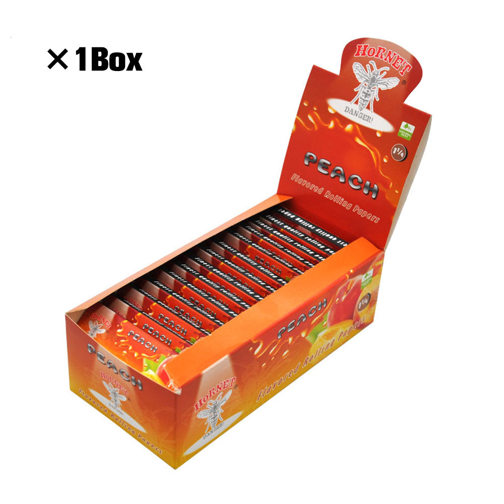 HORNET 1 1/4 Peach Flavors Rolling Papers, Slow Burning Rolling Paper, Natural Rolling Paper, 50 Piece / Pack 50 Pack / Box