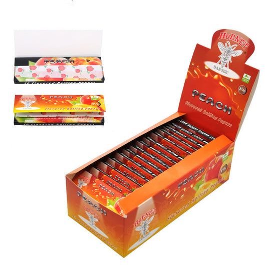 HORNET 1 1/4 Peach Flavors Rolling Papers, Slow Burning Rolling Paper, Natural Rolling Paper, 50 Piece / Pack 50 Pack / Box