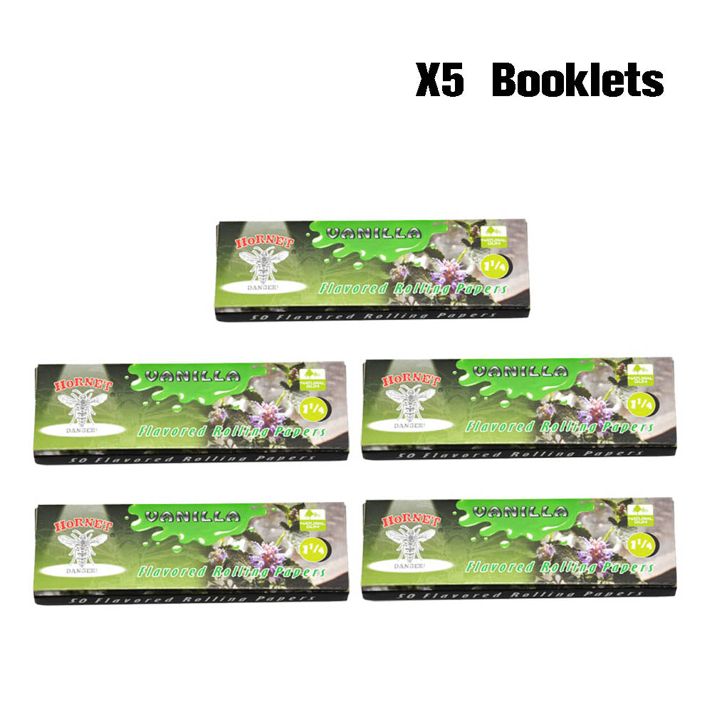 Hornet 1 1/4 Size Vanilla Flavors Rolling Papers, Slow Burning Rolling Paper, Natural Rolling Paper, 50 Piece / Pack 50 Pack / Box