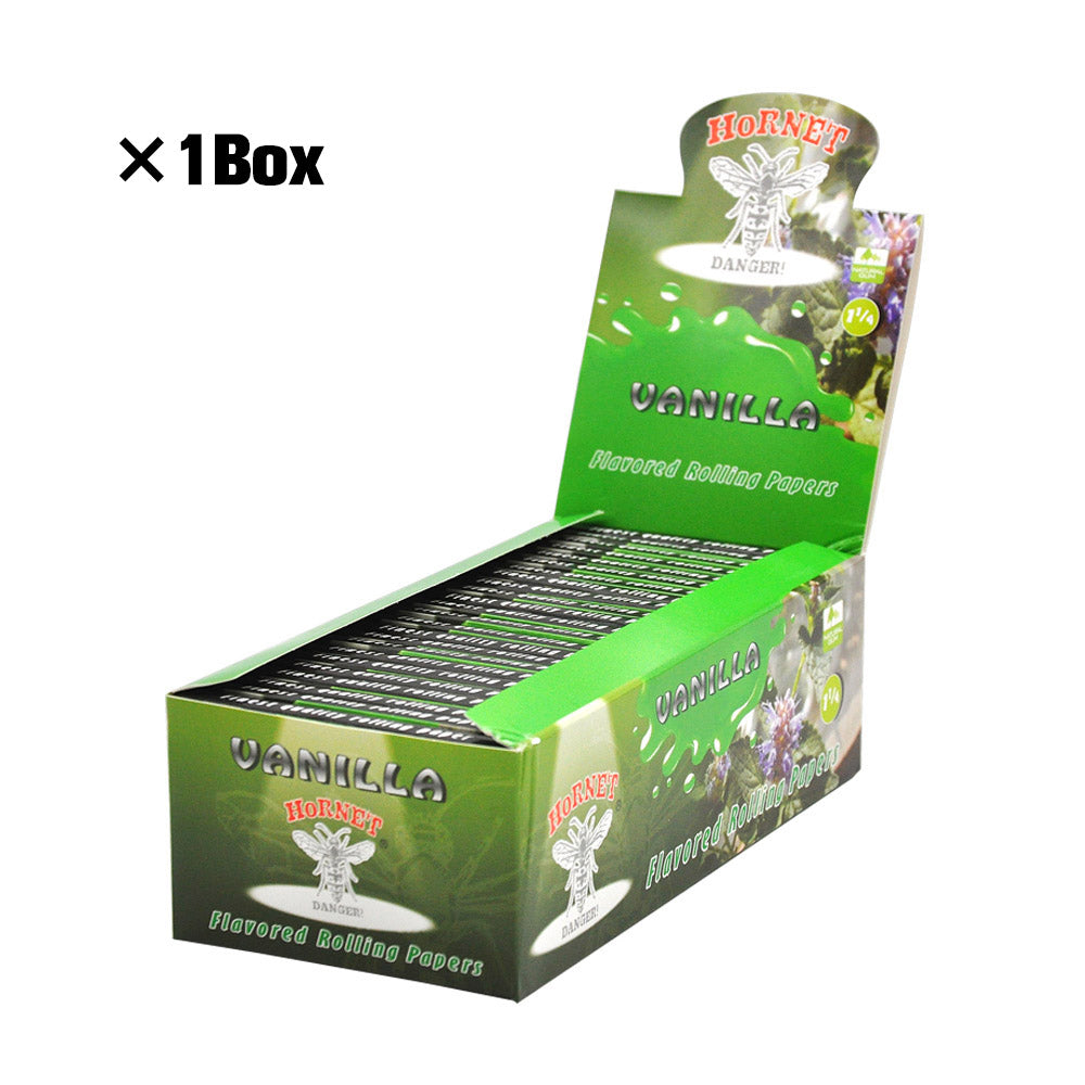 Hornet 1 1/4 Size Vanilla Flavors Rolling Papers, Slow Burning Rolling Paper, Natural Rolling Paper, 50 Piece / Pack 50 Pack / Box