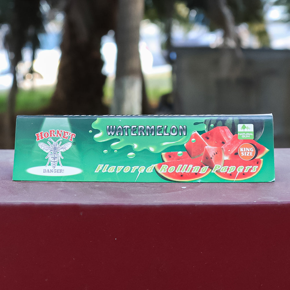 Hornet 1 1/4 Size Watermelon Flavors Rolling Papers, Slow Burning Rolling Paper, Natural Rolling Paper, 50 Piece / Pack 50 Pack / Box